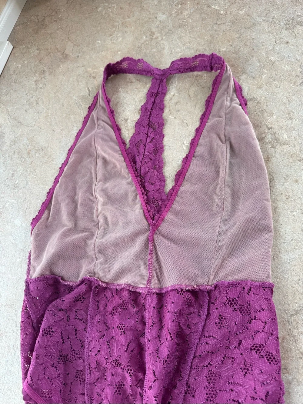 Free People Intimately Avery Lace Bodysuit, Vibrant Orchid- Size Medium